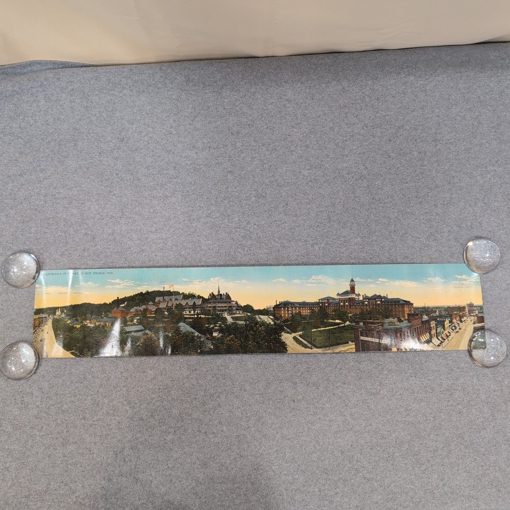 Vintage Panoramic Postcard Heart of Hot Springs Arkansas Eastman Hotel Army Navy - Picture 1 of 8